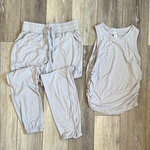 Yogalicious Light Gray Tank and Joggers Set